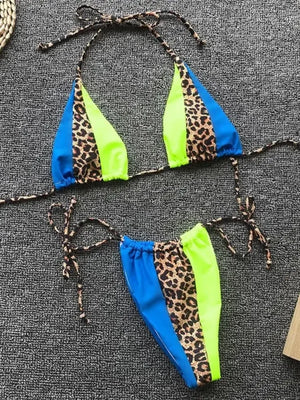 Bikini triangle imprimé léopard La Maille Secrète B793Blue - Bikini deux pièces - image 14