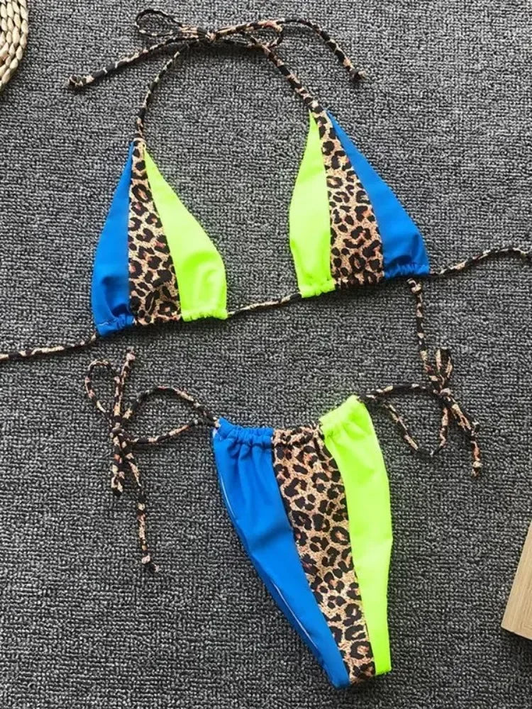 Bikini triangle imprimé léopard La Maille Secrète B793Blue - Bikini deux pièces - image 14