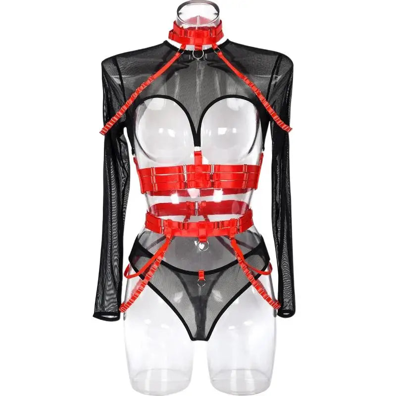 Ensemble lingerie gothique sexy quatre pièces seins nus Clair de lune - GUAPPAA