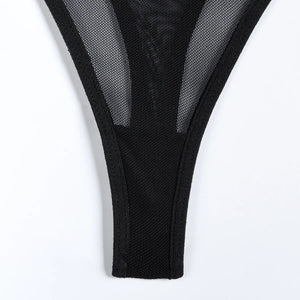 Ensemble lingerie gothique sexy quatre pièces seins nus Clair de lune - GUAPPAA