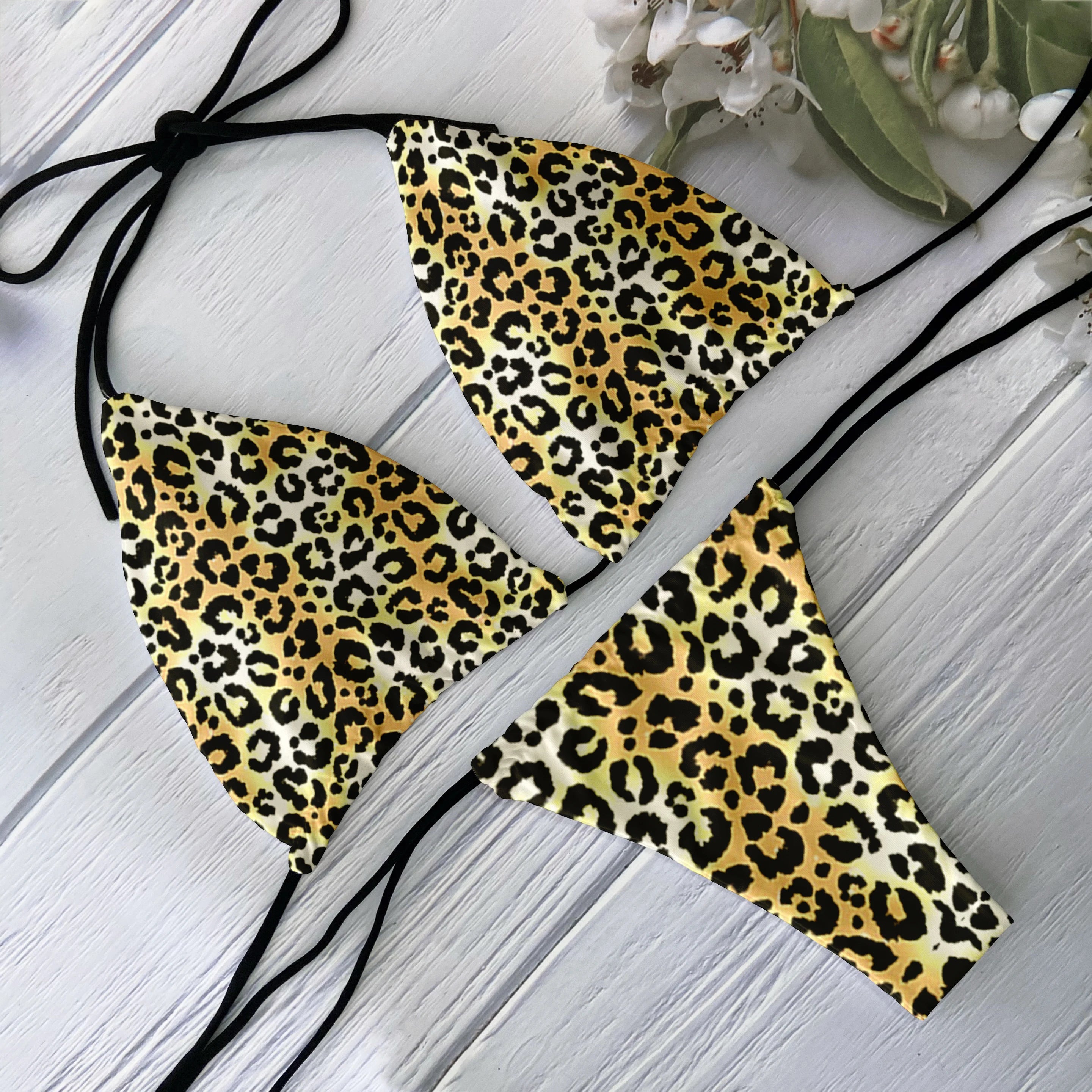 Bikini sexy léopard string ficelle push-up Mayotte - GUAPPAA