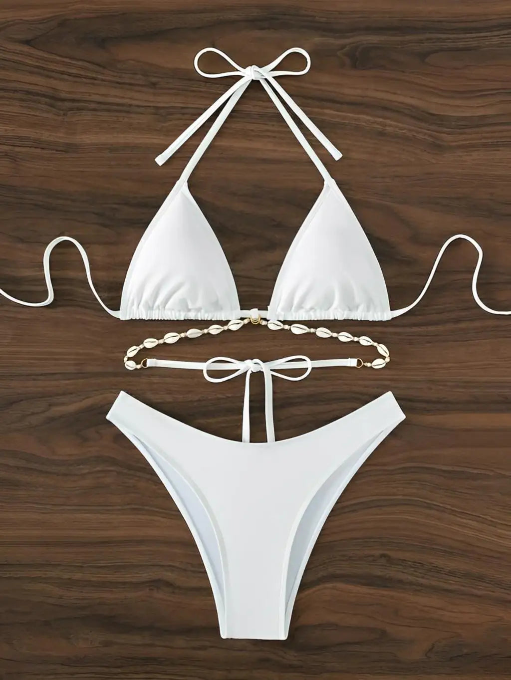 Maillot de bain blanc 2 pièces échancré push-up triangle Selada - GUAPPAA