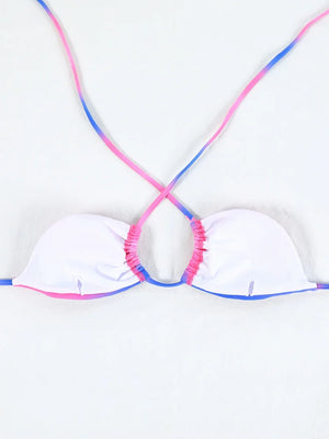 Micro bikini string ficelle rose bleu Marina - GUAPPAA