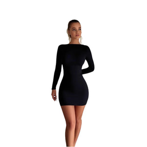 Mini robe La Ligne Nocturne noire légèrement extensible disponible du XS au L