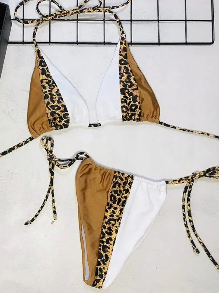 Bikini triangle imprimé léopard La Maille Secrète B793Blue - Bikini deux pièces - image 10