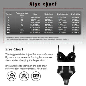 Lingerie latex simili deux pièces string taille haute et soutien-gorge Libertina - GUAPPAA
