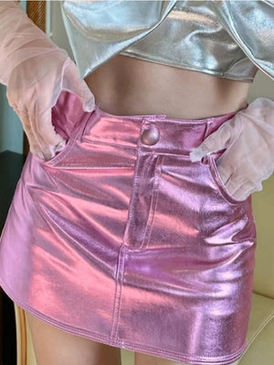 Mini-jupe taille haute métallisée Lata - GUAPPAA