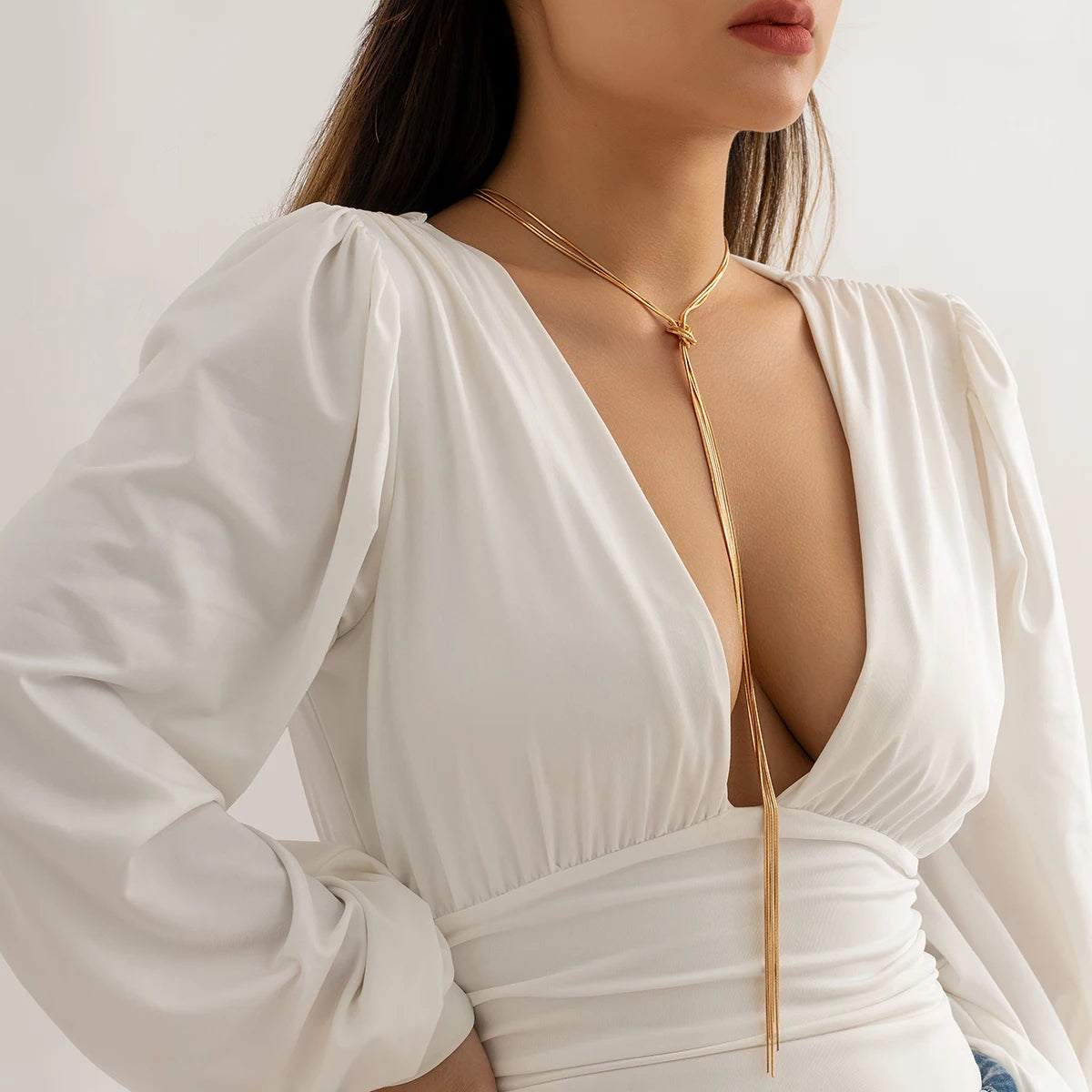 Collier femme doré multi brins noué tombant Illias - GUAPPAA