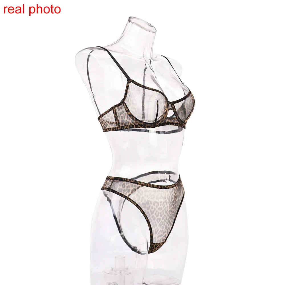 Ensemble lingerie léopard transparent deux pièces Félinity - GUAPPAA