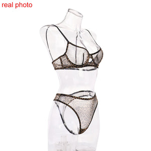Ensemble lingerie léopard transparent deux pièces Félinity - GUAPPAA