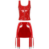 Ensemble deux pièces grande taille latex débardeur avec jupe jarretelles taille haute Capture