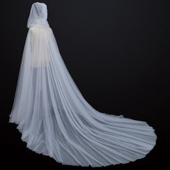 Cape transparente à longue traîne avec capuche lingerie gothique sexy Nuit noire - GUAPPAA