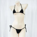 Micro bikini femme L’Épure Contraste deux pièces à nouer, noir ou blanc, vue principale