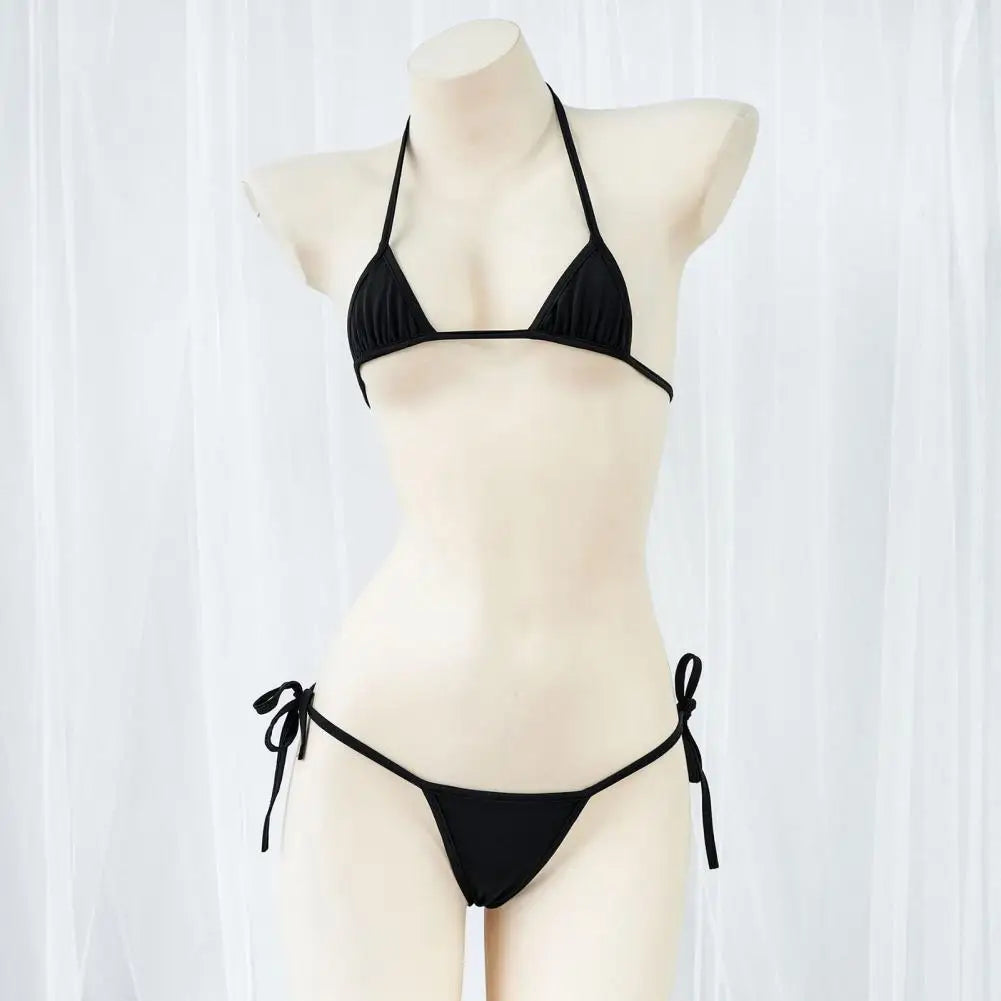 Micro bikini femme L’Épure Contraste deux pièces à nouer, noir ou blanc, vue principale