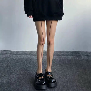Collant noir transparent à liseret vertical fin Le glamour - GUAPPAA