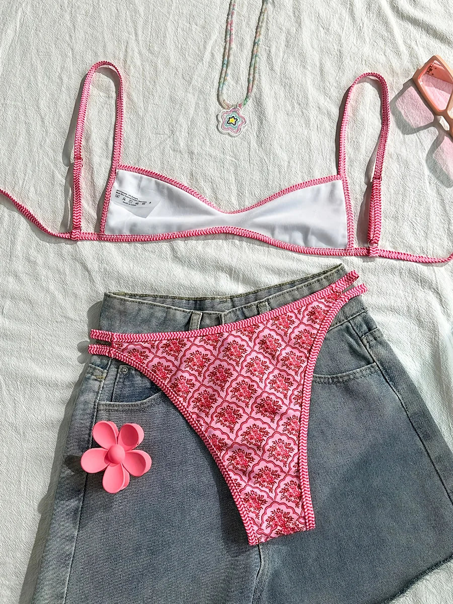 Bikini deux pièces floral coupe haute L'Ensoleillée