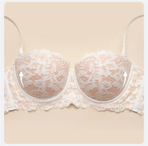 Soutien-gorge push-up dentelle demi-bonnet fleuri Psaume - GUAPPAA