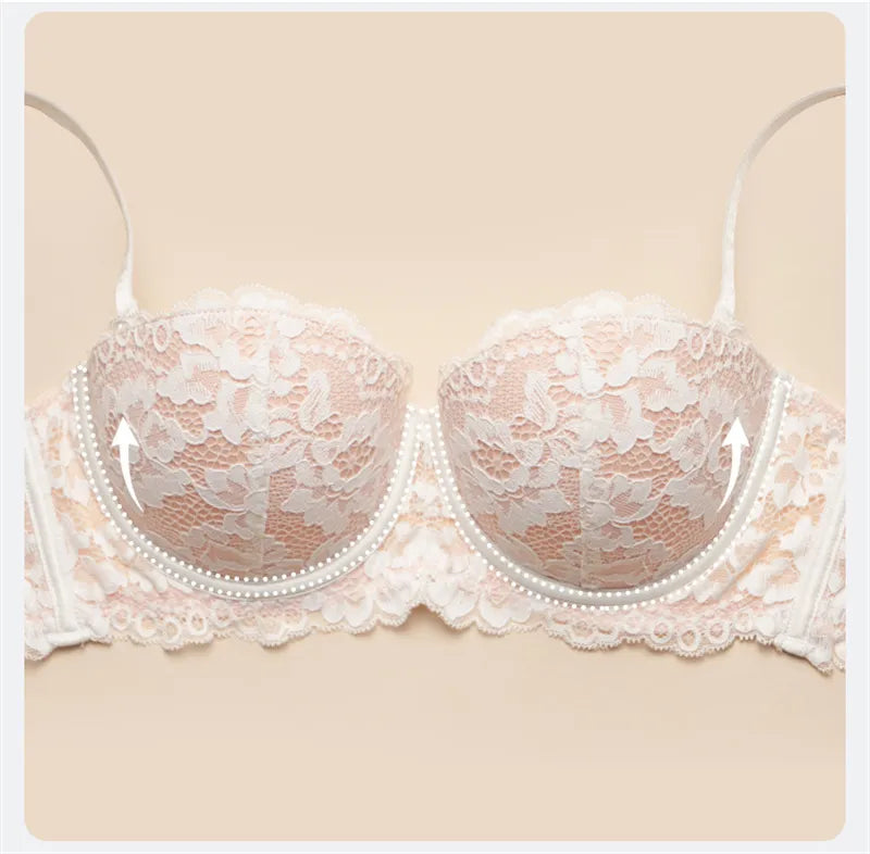 Soutien-gorge push-up dentelle demi-bonnet fleuri Psaume - GUAPPAA