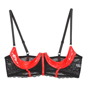 Soutien-gorge balconnet en cuir simili et dentelle Exécution - GUAPPAA