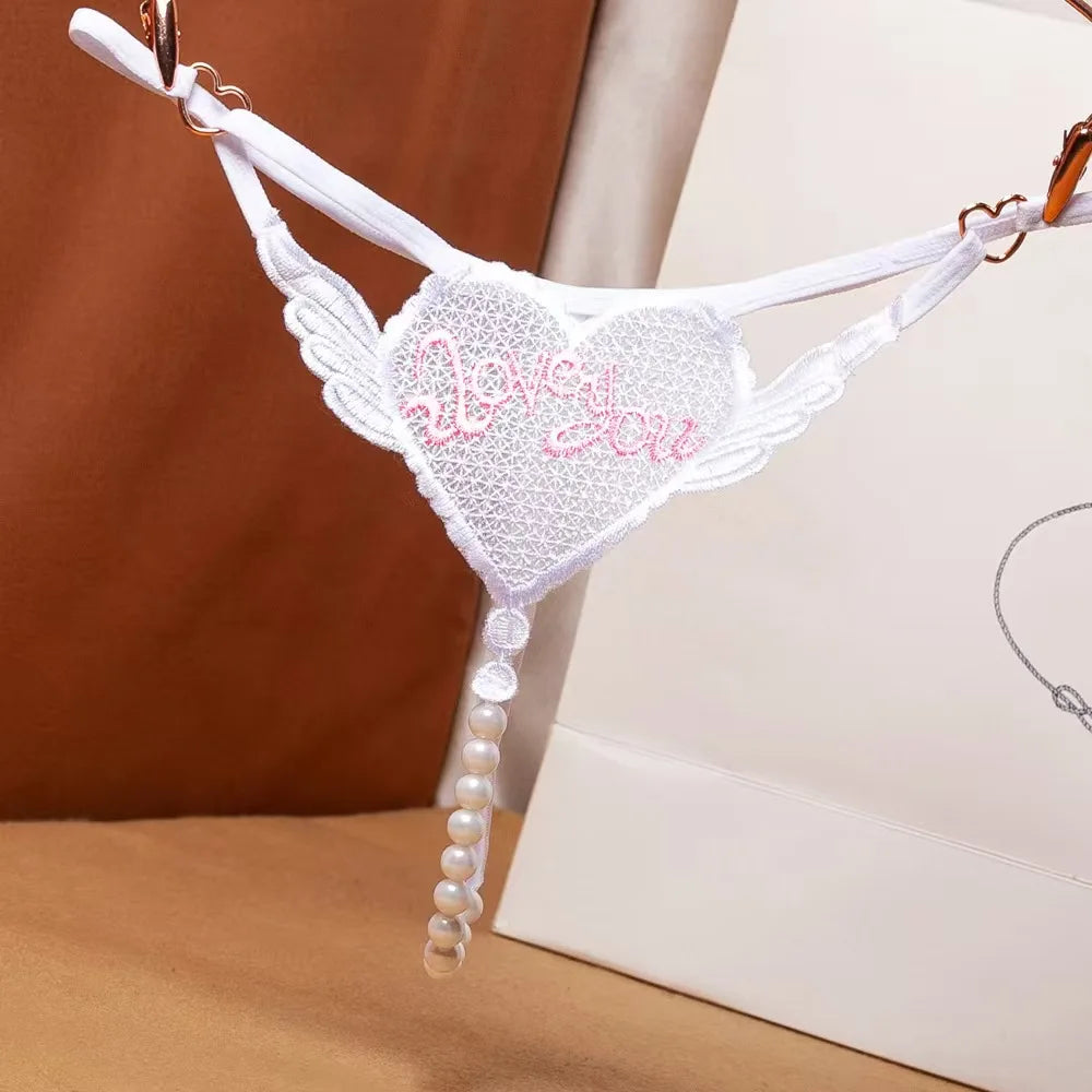 String ficelle brodé à perles à l'entrejambe | La Perle