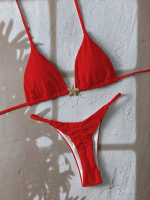 Vue de face du bikini lacé Almería deux pièces dans l’univers balnéaire Guappaa