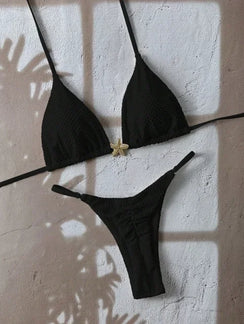 Bikini Almería porté en ivoire avec coupe deux pièces et détail lacé Guappaa