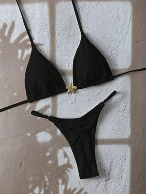 Bikini Almería porté en ivoire avec coupe deux pièces et détail lacé Guappaa