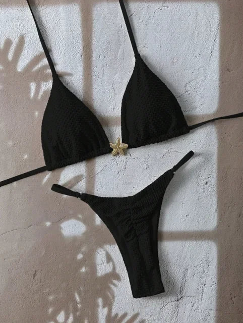 Bikini Almería porté en ivoire avec coupe deux pièces et détail lacé Guappaa
