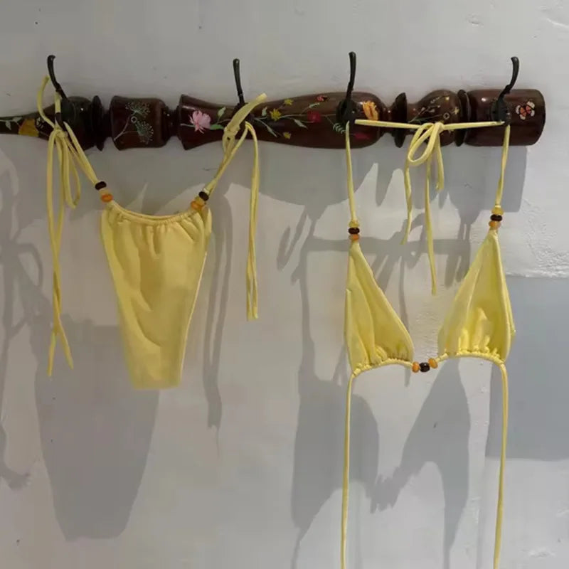 Vue portée du bikini Cala Sol à haut bandeau pour les journées plage et piscine Guappaa
