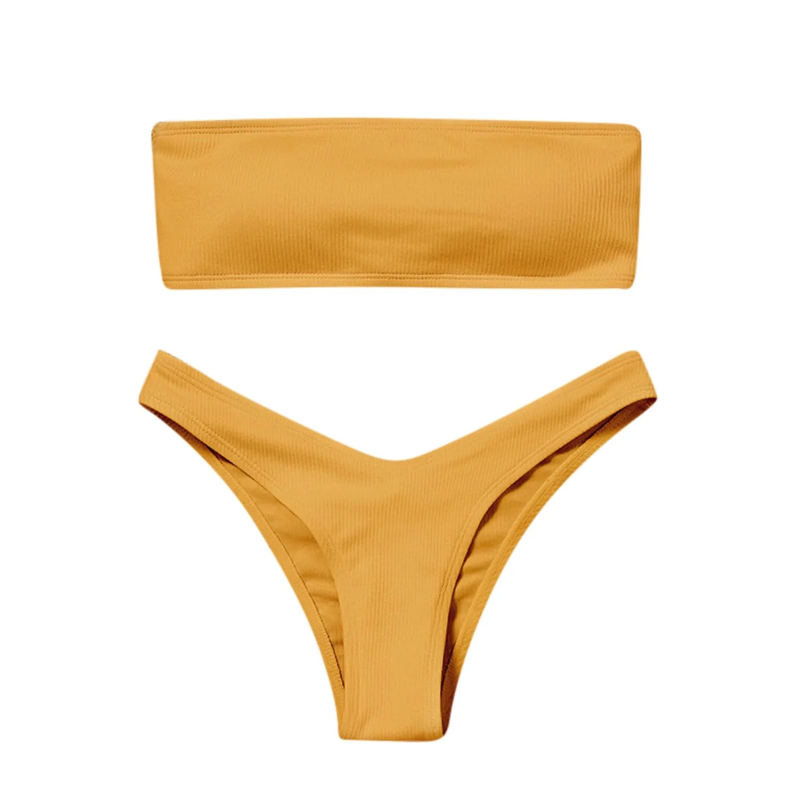 Bikini Cala Brisa jaune à haut bandeau et bas taille basse pour plage et piscine Guappaa