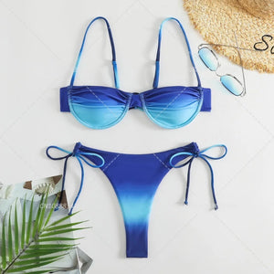 Bikini Cala Colorada brun foncé avec ligne deux pièces signée Guappaa