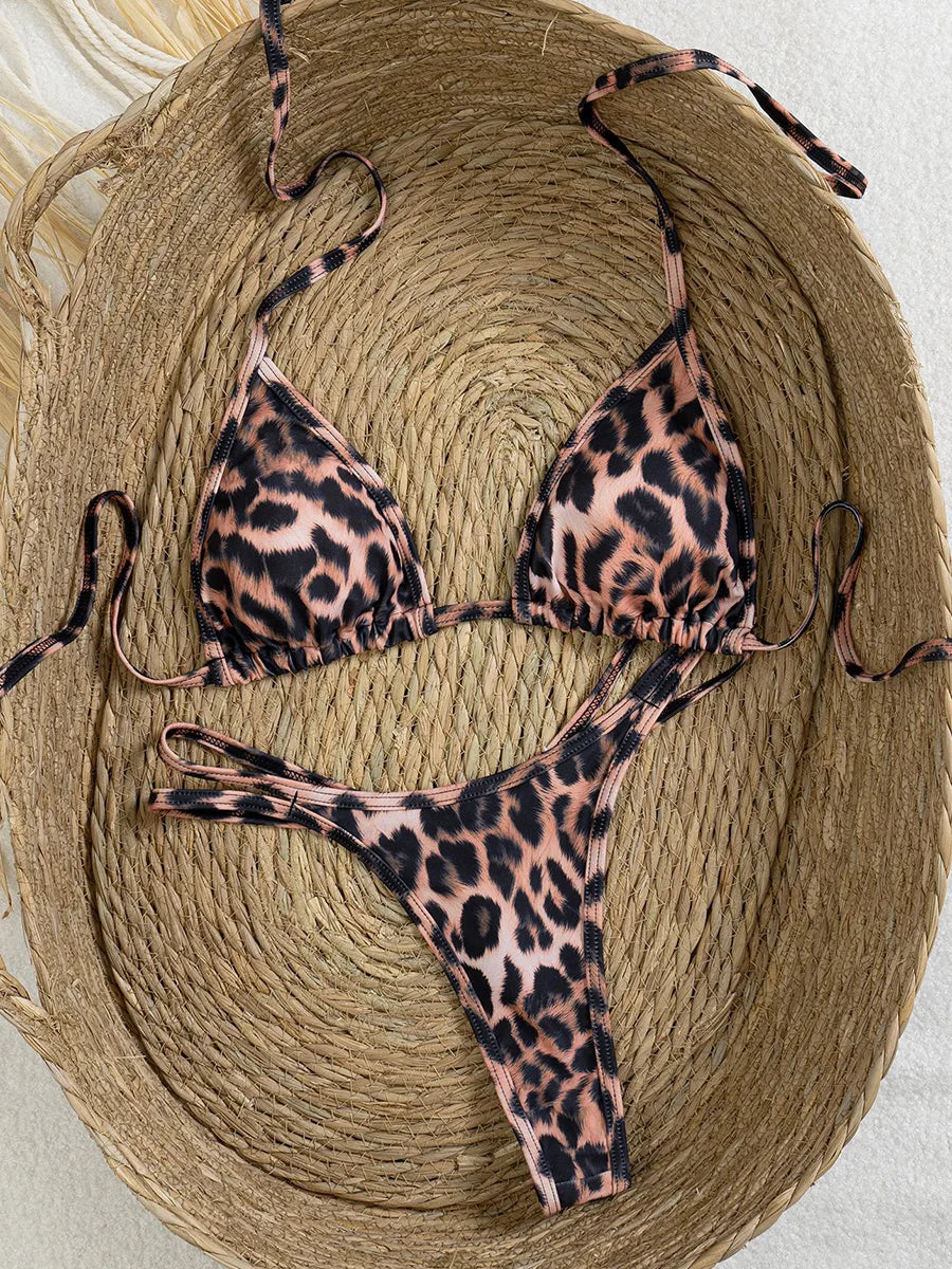 Bikini Cala Diamante en argent avec strass et coupe triangle pour femme Guappaa