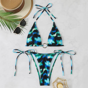Bikini deux pièces Malaga à effet dégradé multicolore, silhouette estivale pour les vacances, Guappaa