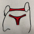 Bikini rouge Alicante à lacets et dos nu, vue portée estivale pour plage et piscine, Guappaa