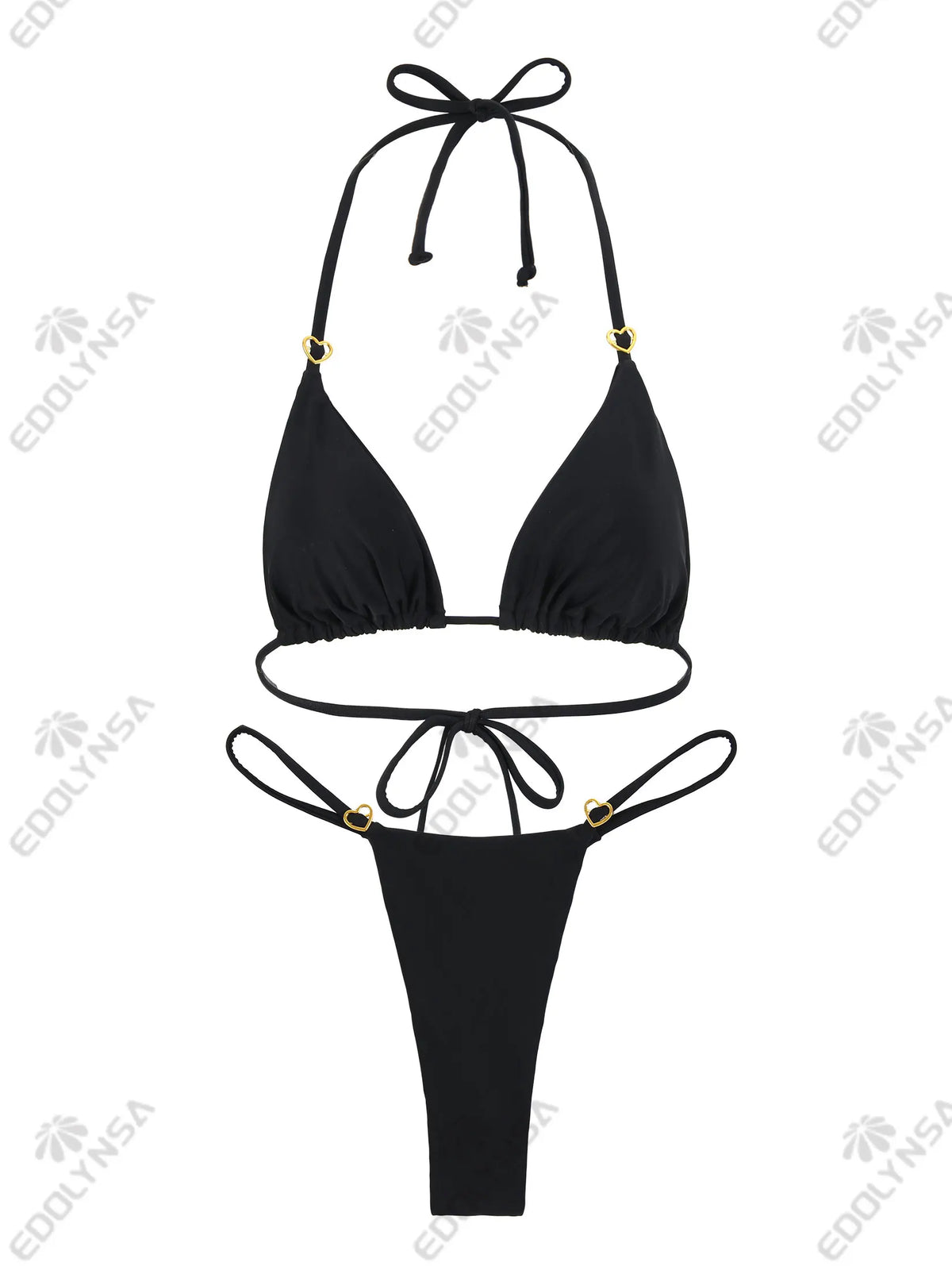 Silhouette complète avec bikini noir léopard Cala Sombra pour plage et piscine Guappaa