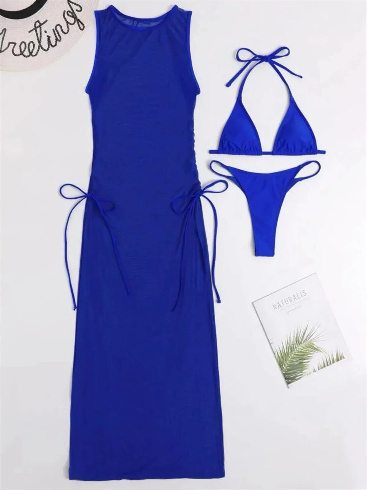 Bikini tanga Formentera avec superposition en maille légère, look de plage audacieux et estival, Guappaa