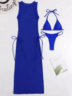 Bikini tanga Formentera avec superposition en maille légère, look de plage audacieux et estival, Guappaa