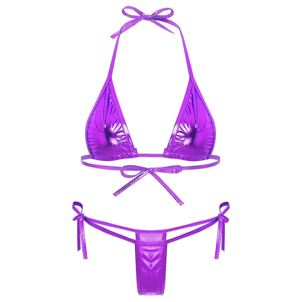Bikini Altea taille basse avec finition métallisée, vue portée dans une ambiance bord de mer, Guappaa