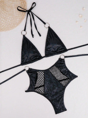 Silhouette complète avec bikini noir Cala Cobra pour plage et piscine Guappaa