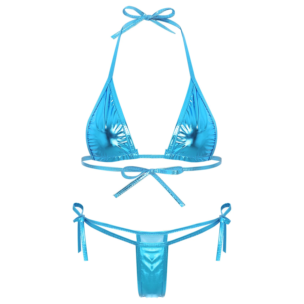 Bikini Altea deux pièces à reflets brillants, coupe triangle et allure estivale, Guappaa