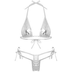 Bikini Altea deux pièces à reflets métallisés, allure lumineuse pour plage et piscine, Guappaa