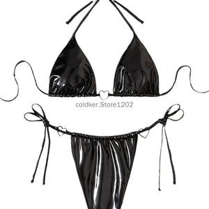 Vue de profil du bikini rose brillant Cala Rosada à taille basse Guappaa