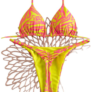 Bikini triangle Nerja en jaune citron, silhouette vacances facile à associer à du beachwear, Guappaa