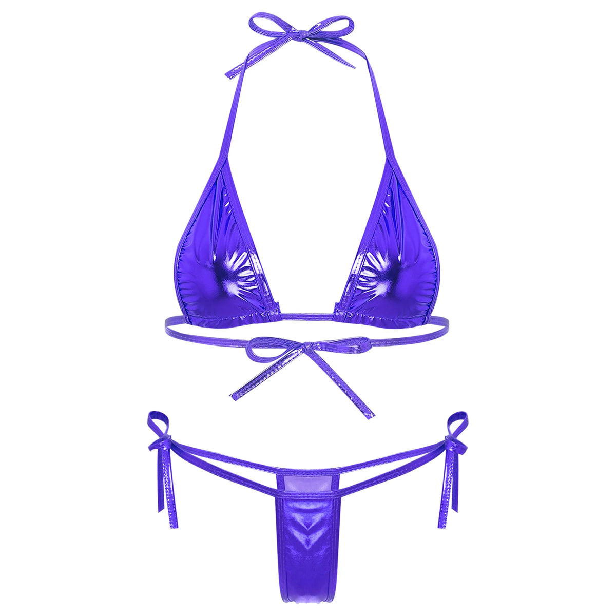 Bikini métallisé Altea à coupe triangle, silhouette de plage lumineuse et contemporaine, Guappaa