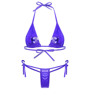 Bikini métallisé Altea à coupe triangle, silhouette de plage lumineuse et contemporaine, Guappaa