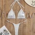 Bikini triangle string argent holographique La Sélénite, vue complète face