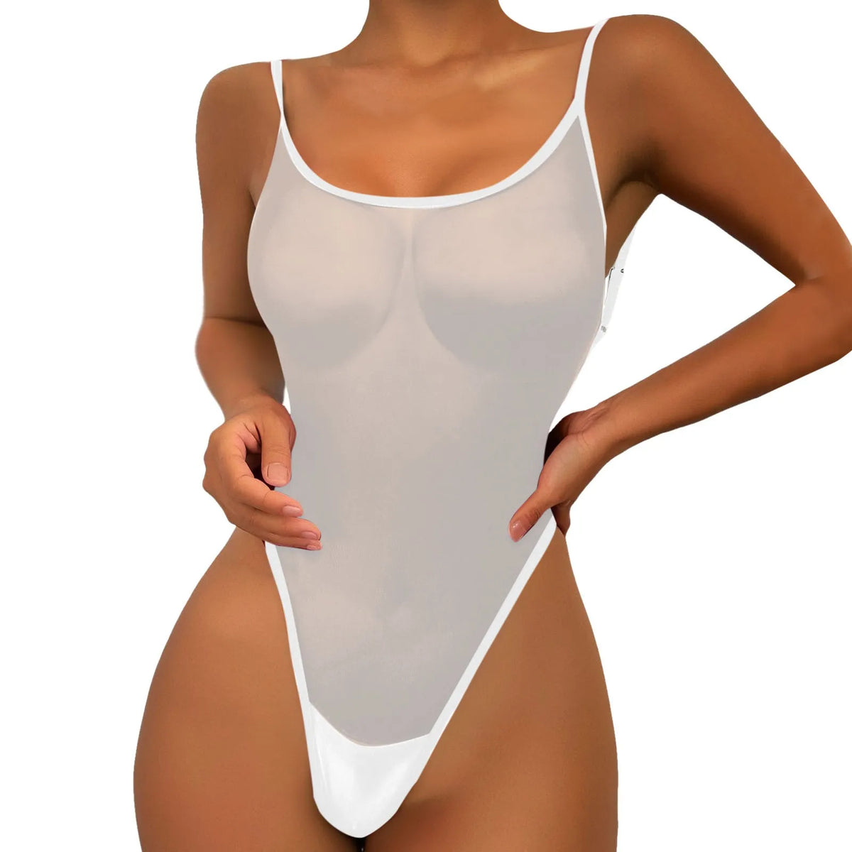 Body en maille La Transparente Guappaa avec dos nu à lacets et coupe ajustée