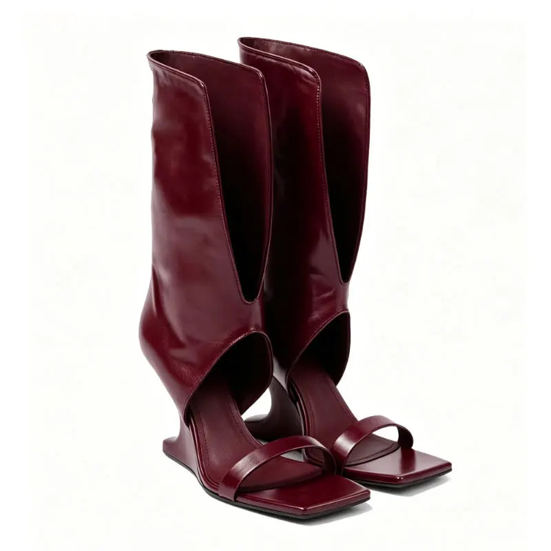 Bottes mi-mollet La Riviera avec talon carré et bout ouvert dans la sélection chaussures Guappaa