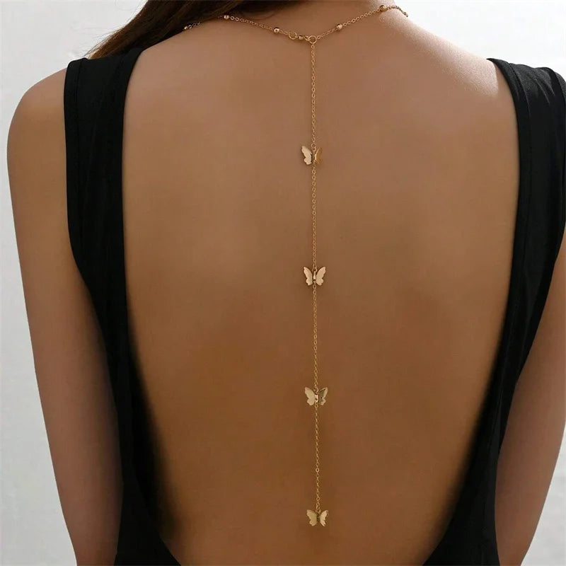 Collier papillons chaîne de dos nu femme bijou chic Llorna - GUAPPAA