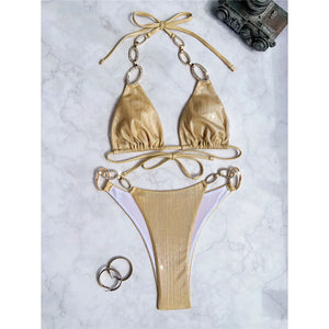 Maillot Sitges à haut triangle réglable, vue finale de l’ensemble bikini femme taille basse